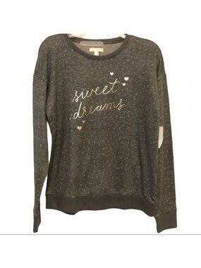 Lauren Conrad Sleep Shirt Size S Blue Silver Sweet Dreams Hearts Long Sleeve